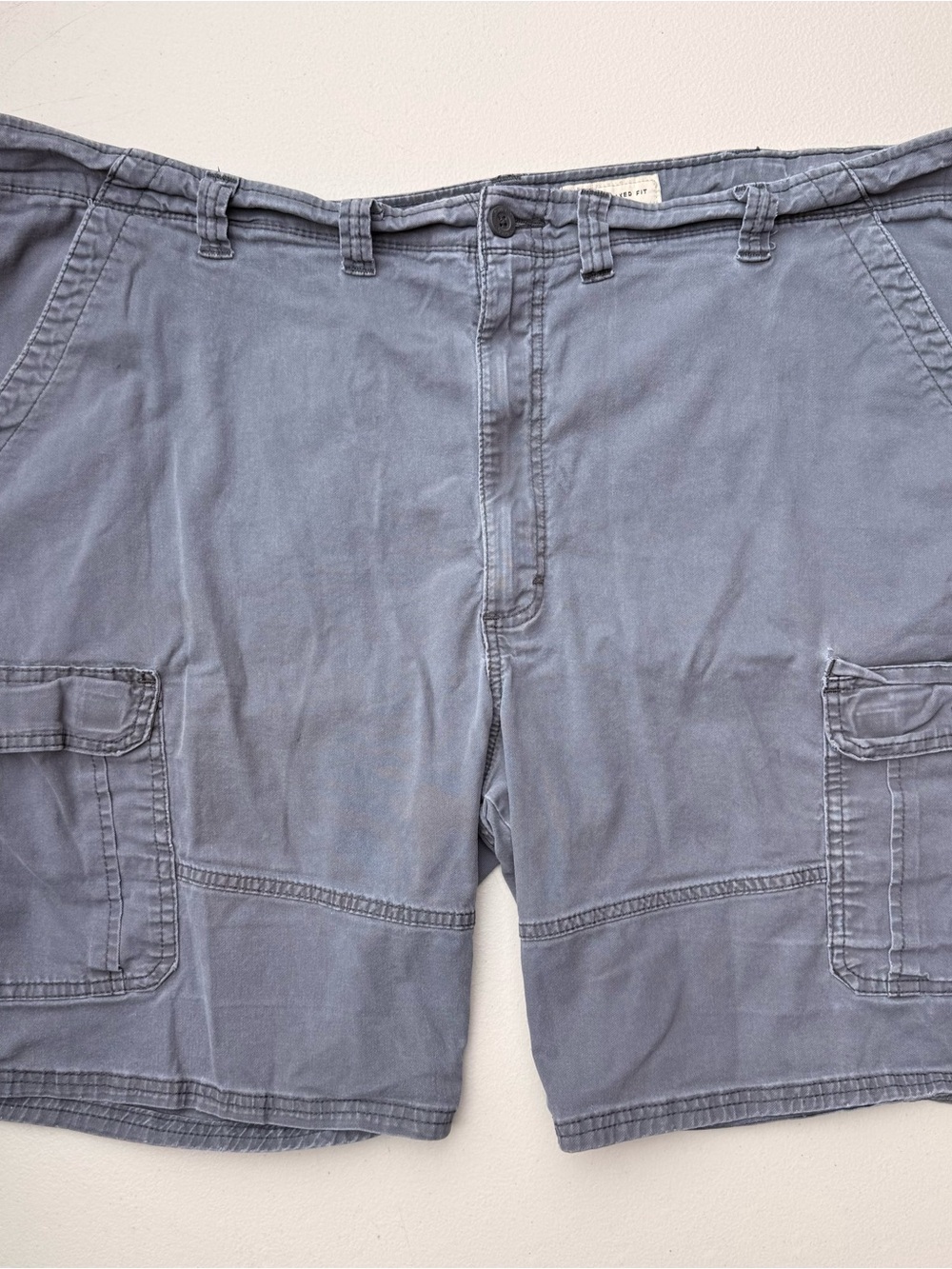 Men's Cotton Cargo Shorts in Faded Blue - Classic Casual Size 46
